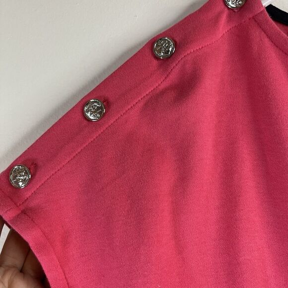 Talbots Women's Dress Size XL Short Cap Sleeve Buttons on shoulder Pink Cotton - Picture 5 of 8